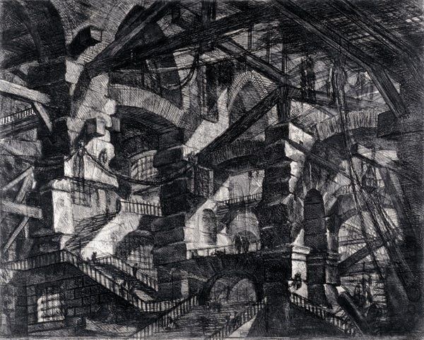Carceri Series, Plate XIV - Giovanni Battista Piranesi as art print or hand  painted oil.