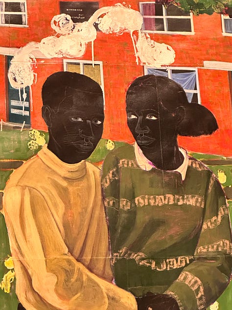 Paintings by Kerry James Marshall depicting Black life in historical scenes and portraits