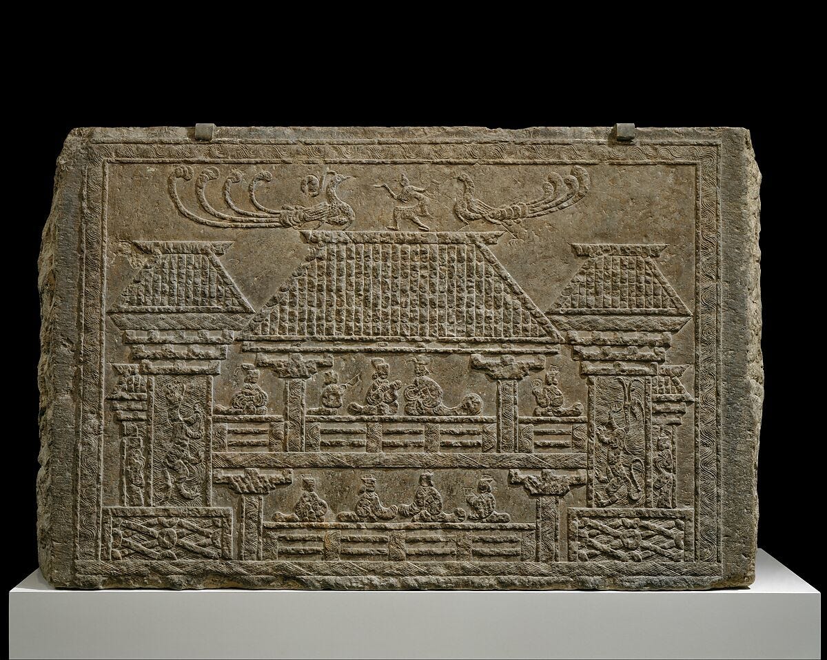 Tomb Panel with Relief of Figures in a Pavilion - China - Eastern Han dynasty (25–220) - The Metropolitan Museum of Art Tomb Panel with Relief of Figures in a Pavilion - China - Eastern Han dynasty (25–220) - The Metropolitan Museum of Art