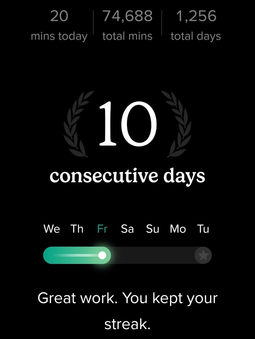 Insight Timer 10 Day Meditation Milestone