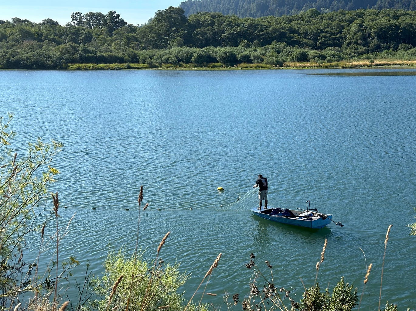 A Yurok tribal member fishing for chinook salmon on the Lower Klamath River.
