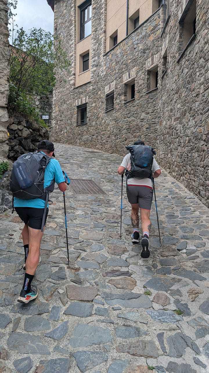 Starting the hike through down and up aside the river