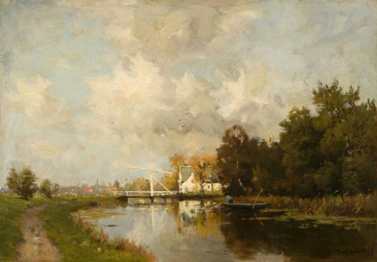 'Vissersbootje op de Vecht bij Loenen' - olieverf op doek: Frederik van Rossum du Chattel (herkomst: coll. Kunsthandel Mark Smit) 'Vissersbootje op de Vecht bij Loenen' - olieverf op doek: Frederik van Rossum du Chattel (herkomst: coll. Kunsthandel Mark Smit)