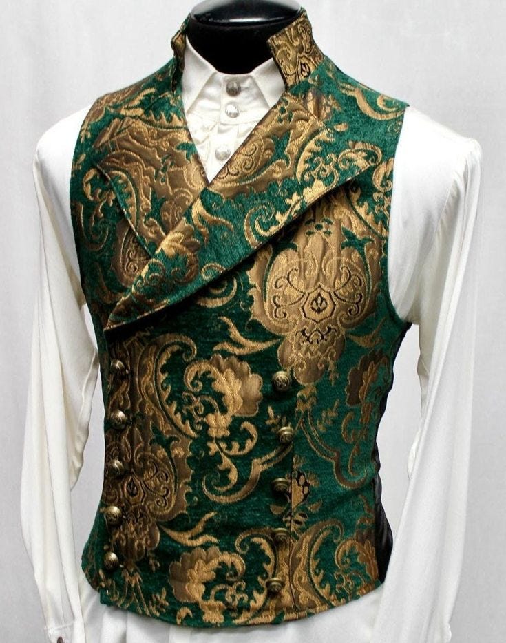 CAVALIER VEST - Green/gold Tapestry - Etsy