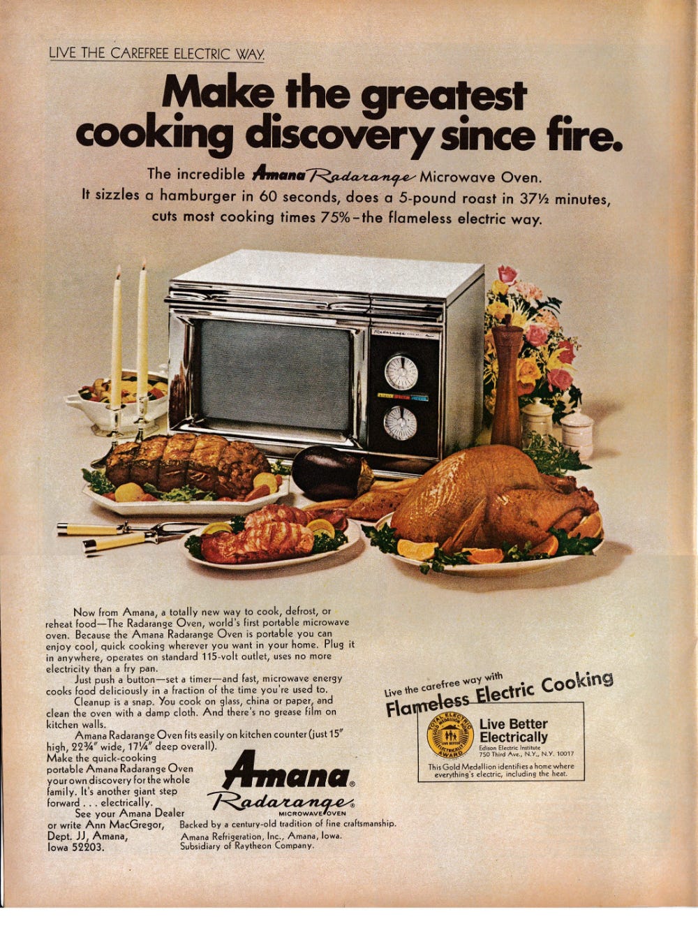 1969 Amana Microwave-greatest Invention Since Fire-original - Etsy ... 1969 Amana Microwave-greatest Invention Since Fire-original - Etsy ...