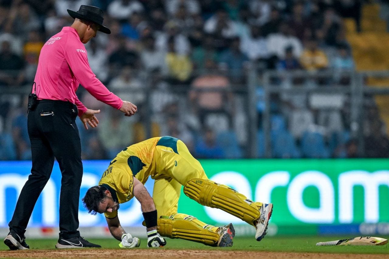 Glenn Maxwell, suffering from cramps, collapses while finishing a run, Afghanistan vs Australia, World Cup, Mumbai, November 7, 2023
