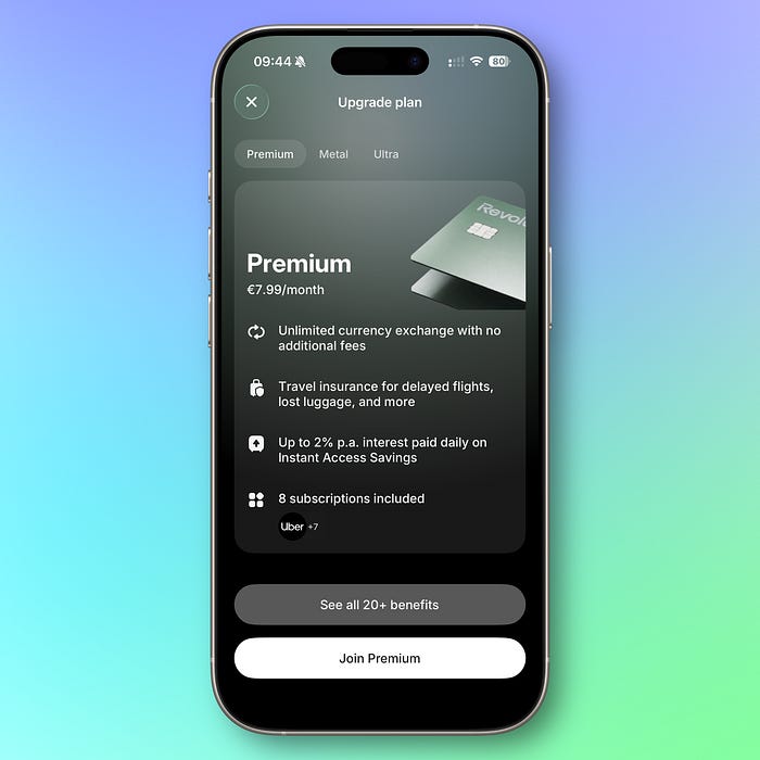 revolut app with premium subscription in iphone 16 pro