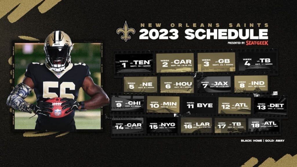 Calendario Saints 2023 Calendario Saints 2023