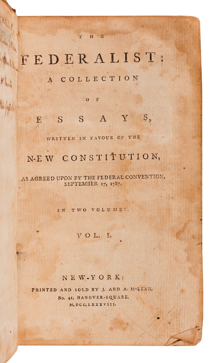 First Edition 'Federalist Papers' Soars At Hindman's Record-Setting Auction