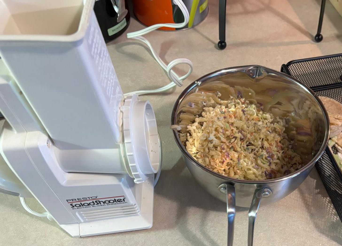 Salad Shooter pictured next to shaved soap