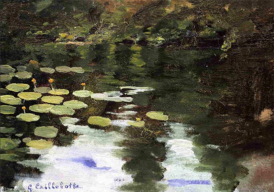Yerres on the Pond, Water Lilies, 1871-78, Gustave Caillebotte Yerres on the Pond, Water Lilies, 1871-78, Gustave Caillebotte