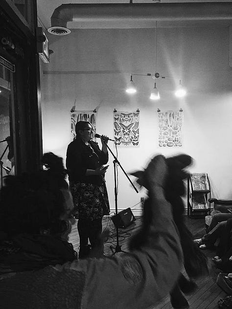 A gallery of people performing at queer open mics over the years