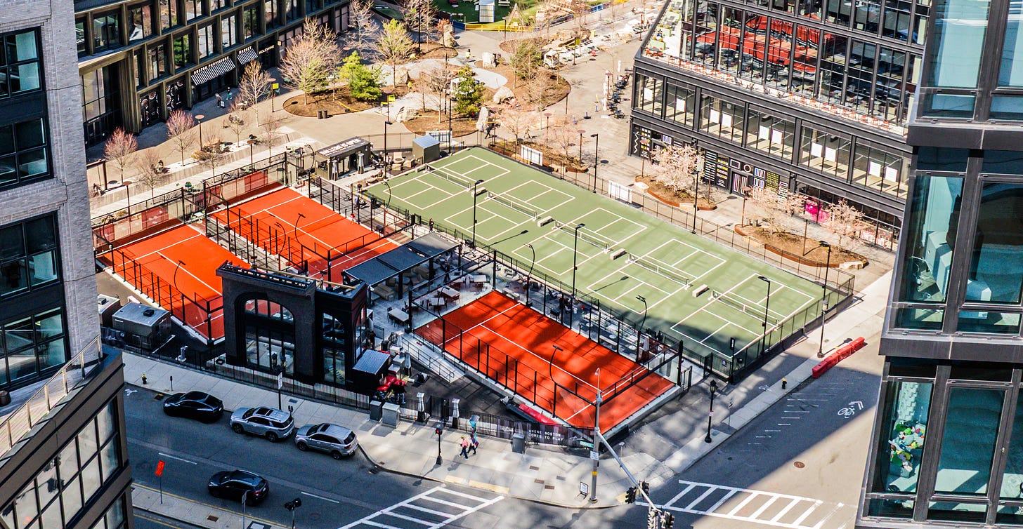 Pickleball and padel courts at Ballers in Boston Pickleball and padel courts at Ballers in Boston
