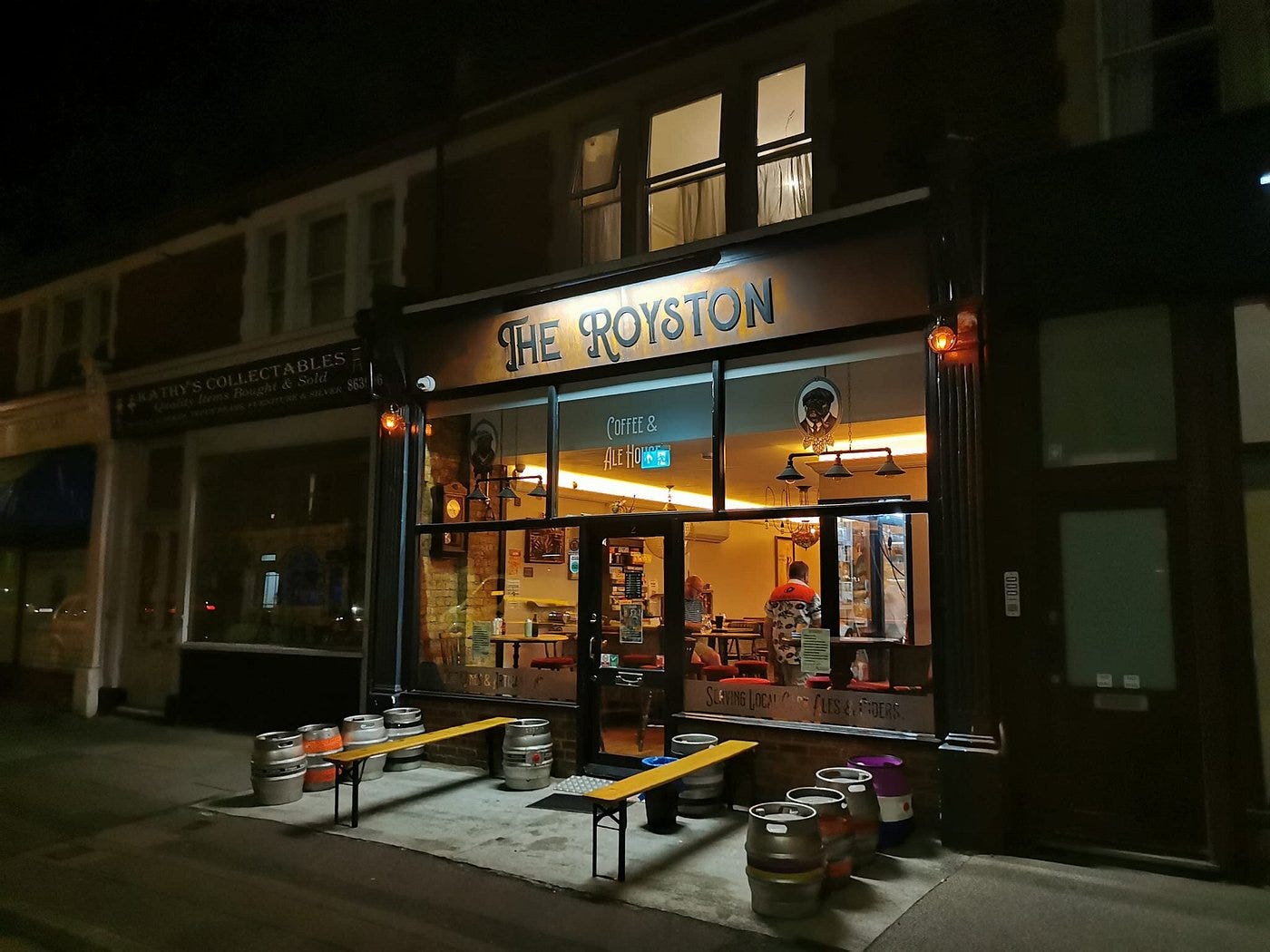 Royston at closing time, darkness and spooky lighting 
