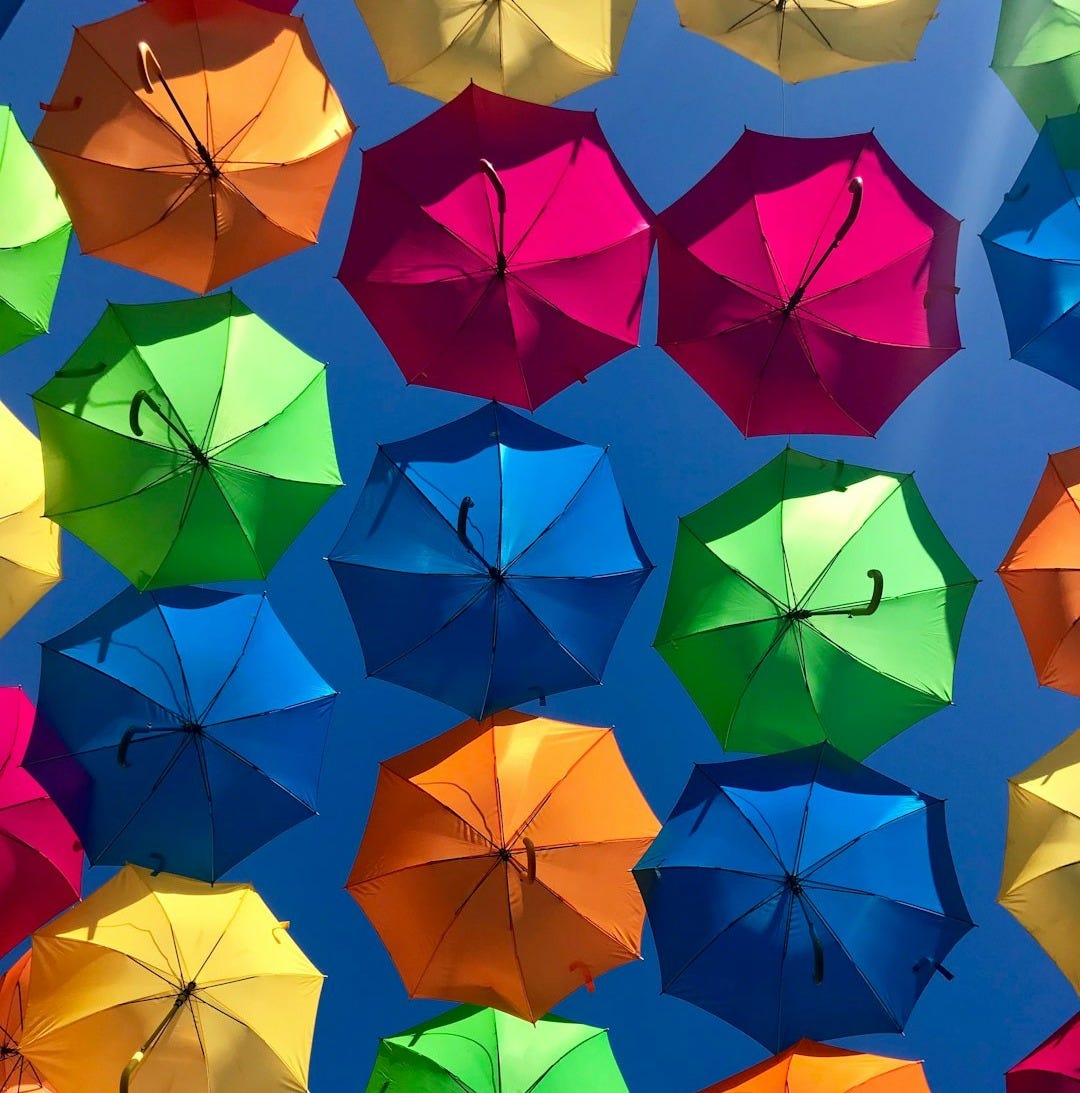 assorted-colored umbrellas assorted-colored umbrellas