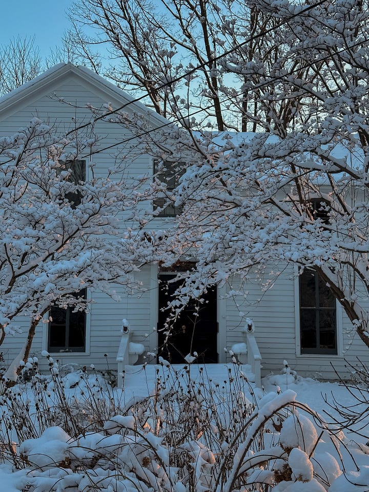old farmhouse hudson valley snow day winter