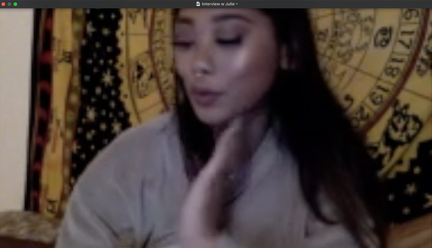 Screenshot of my interview with Julie Manankil