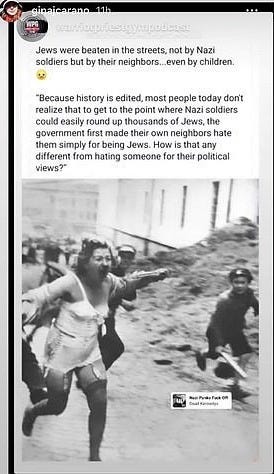 Prentresultaat vir gina carano tweet on nazis