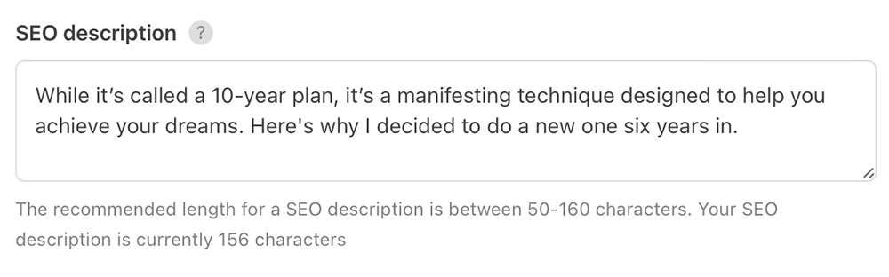 Substack SEO description