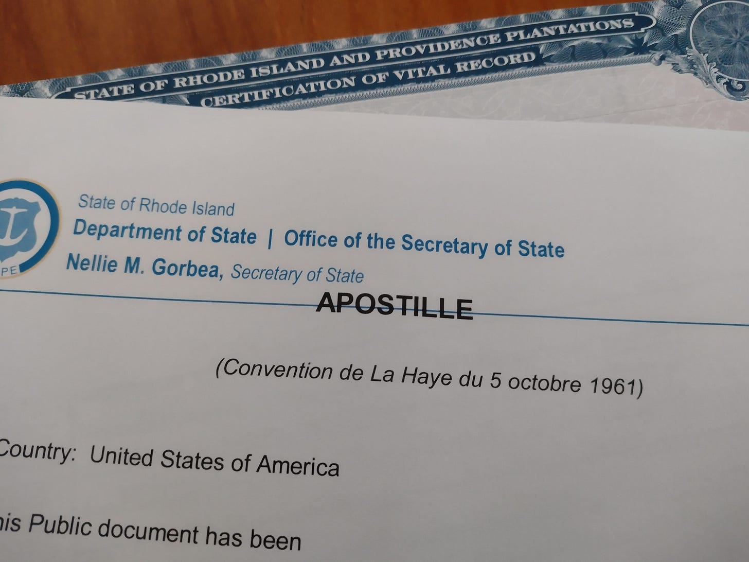Image of an apostilled document