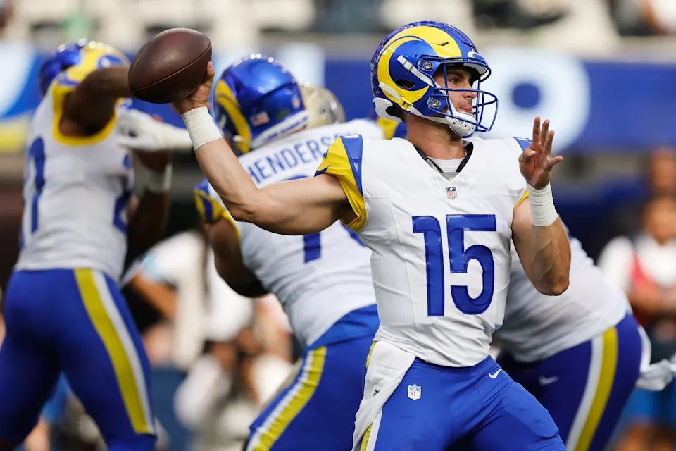 NFL Preseason Blitz: Rams rookie QB Ty Simpson plays well again, but seems  well behind Stetson Bennett IV - Yahoo Sports