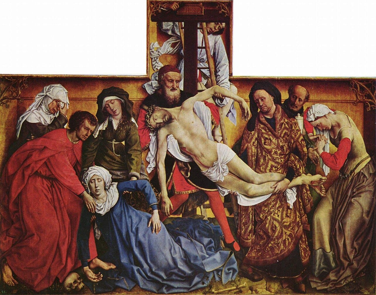 Rogier van der Weyden, The Descent from the Cross, about 1435 Rogier van der Weyden, The Descent from the Cross, about 1435