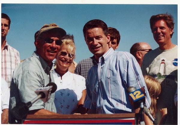 Wolfe (L) w/Gubernatorial candidate Jim McGreevey. Labor Day, 2001, Belmar, NJ