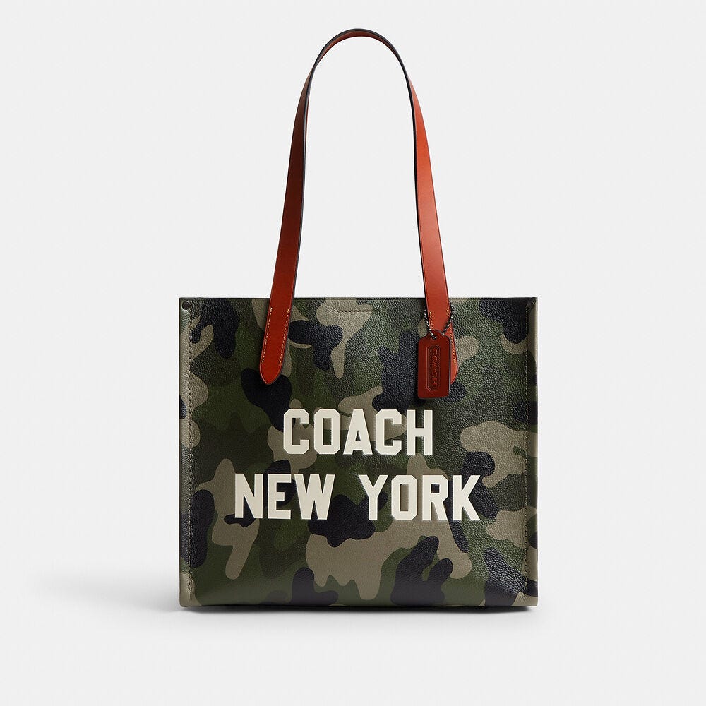 Relay Tote Bag 34 With Camo Print And Coach Graphic, CAMO, hi-res image number 0