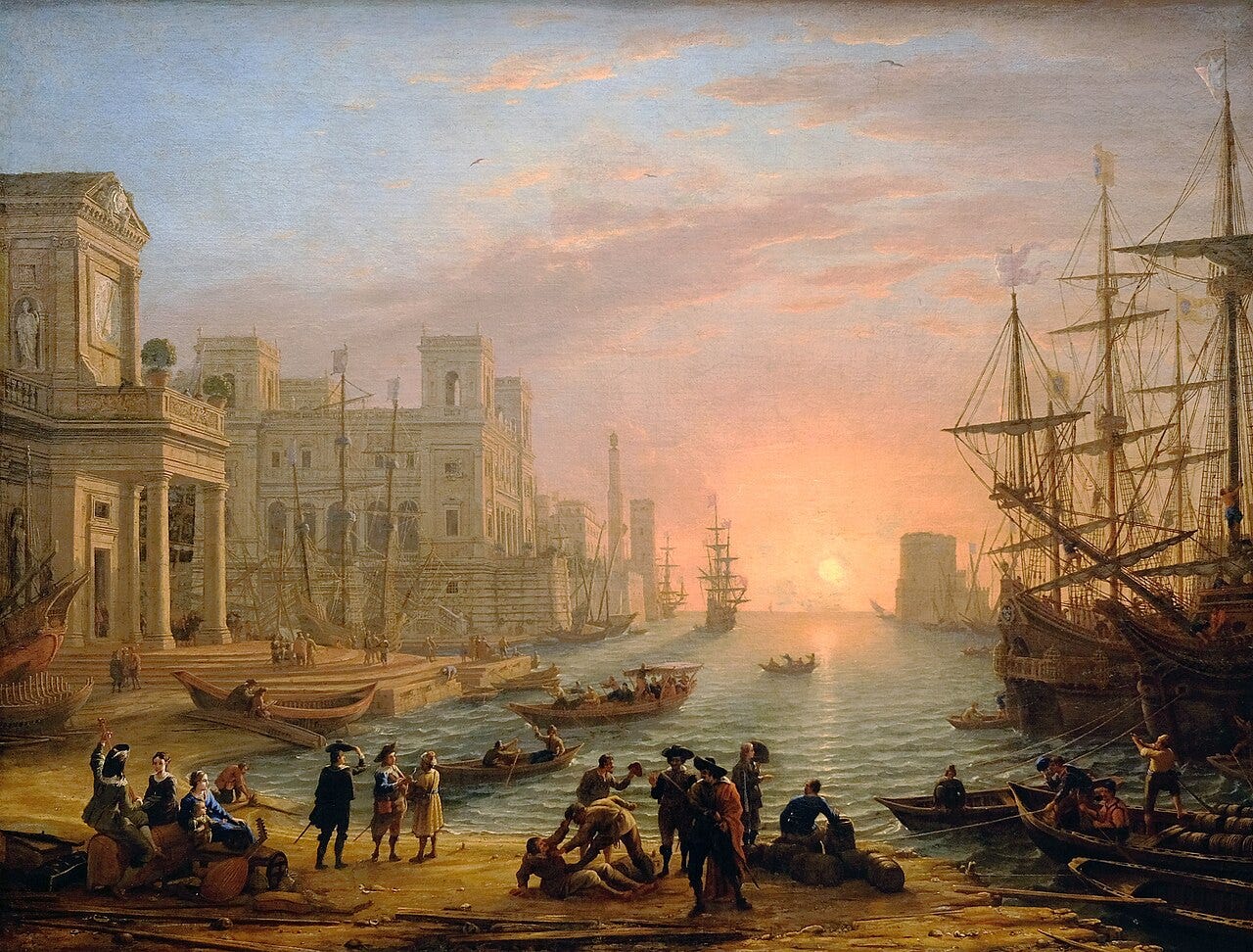 Claude Lorrain golden harbor sunset Claude Lorrain golden harbor sunset