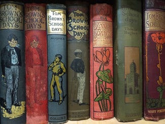 Close up of some copies of Tom Brown's School Days