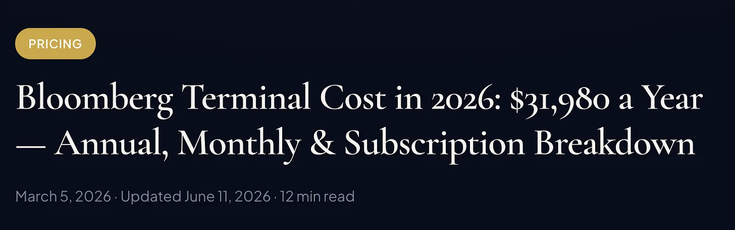 Bloomberg Terminal annual subscription price of $32,000 Bloomberg Terminal annual subscription price of $32,000