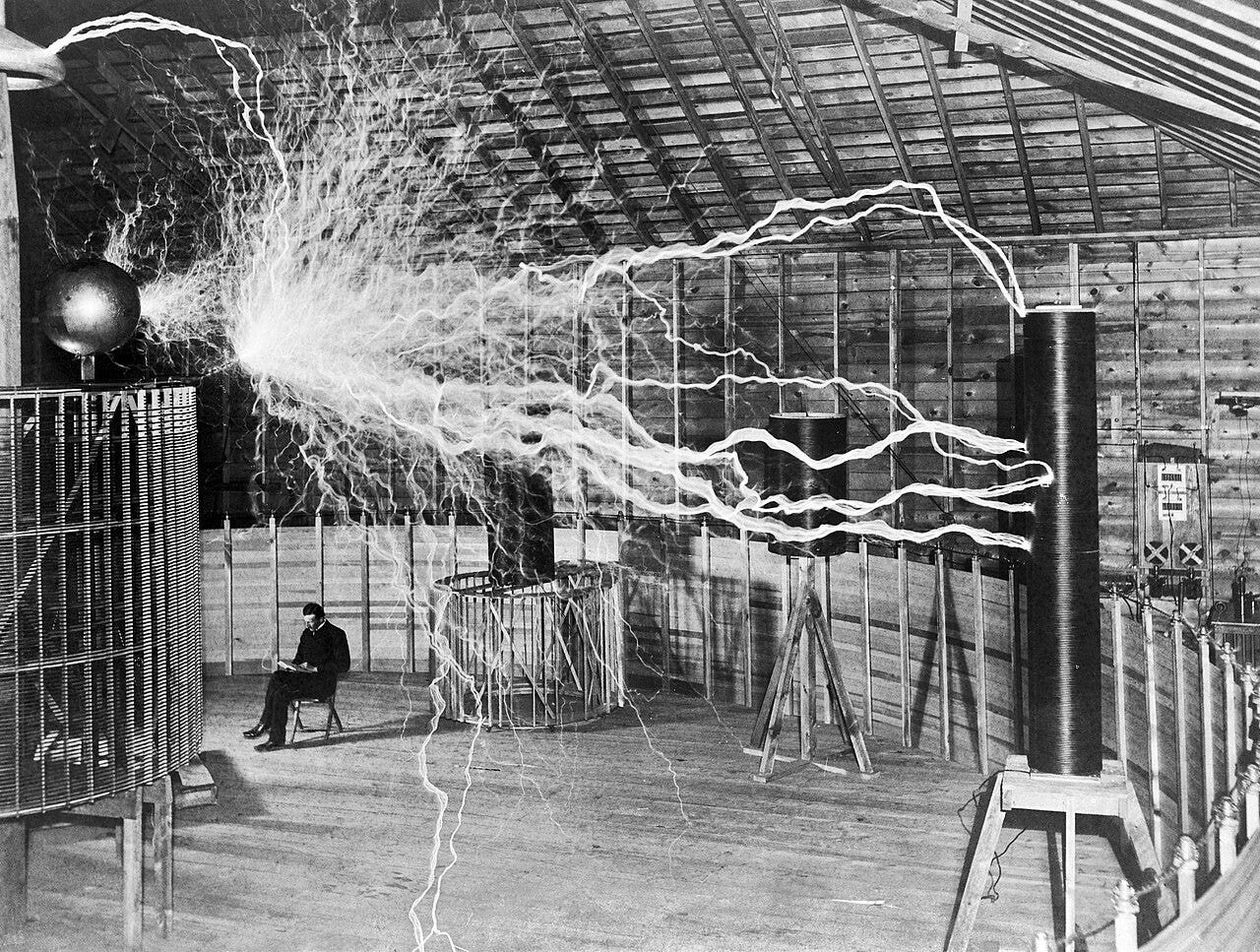 File:Nikola Tesla, with his equipment Wellcome M0014782 - restoration2.jpg  - Wikipedia
