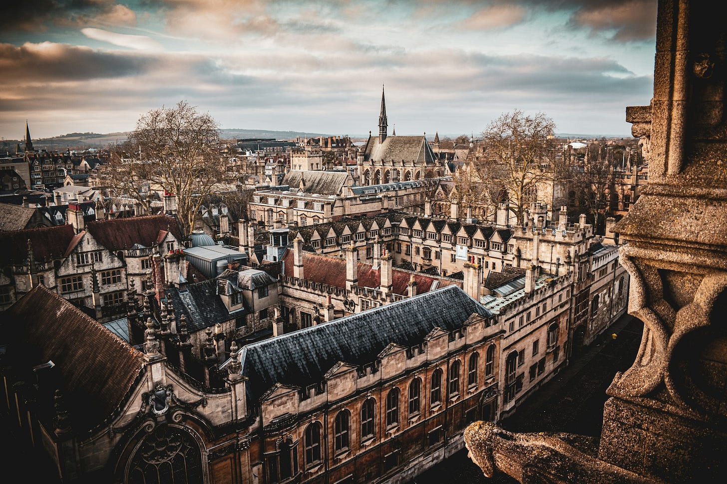 View from the University Church of St Mary the Virgin, opposite the Radcliffe Camera in Oxford. Bird's eye view of the city of dreaming spires. View from the University Church of St Mary the Virgin, opposite the Radcliffe Camera in Oxford. Bird's eye view of the city of dreaming spires.