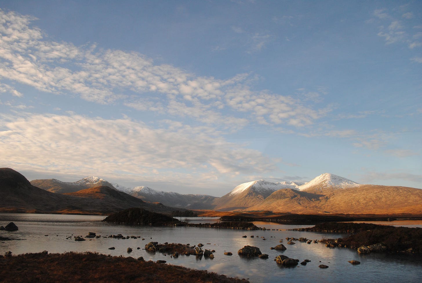 moorland lake with islands