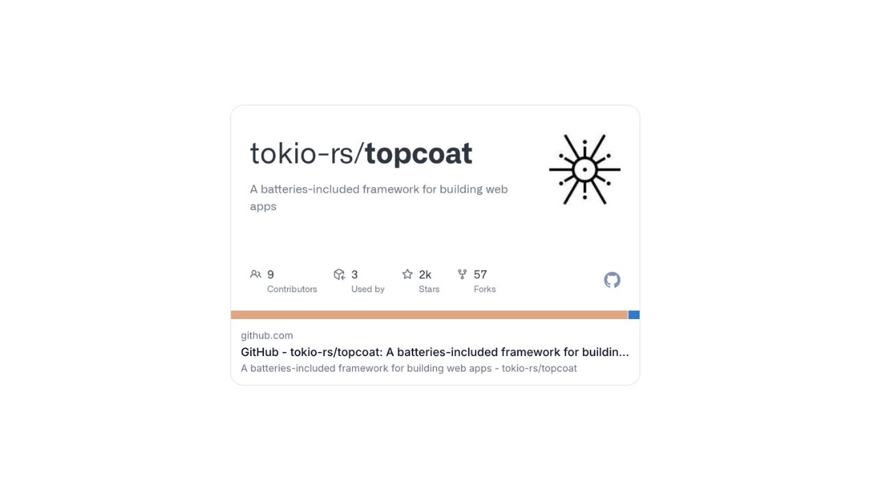 Image: Image: Topcoat The full full-stack framework for Rust Image: Image: Topcoat The full full-stack framework for Rust