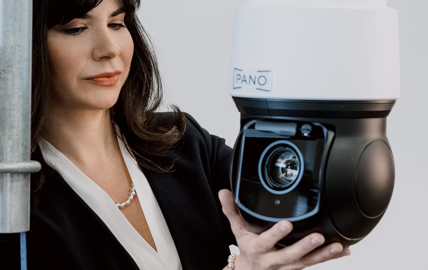 Sonia Kastner holds Pano Station Camera
