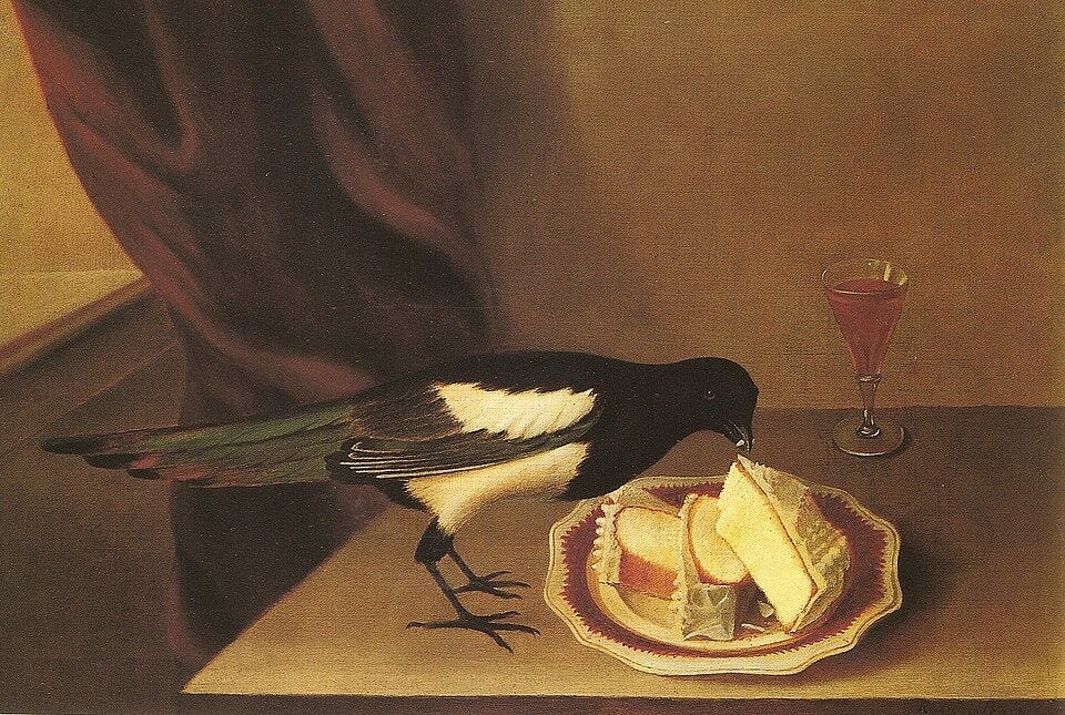 File:Magpie eating cake-rubens peale.JPG