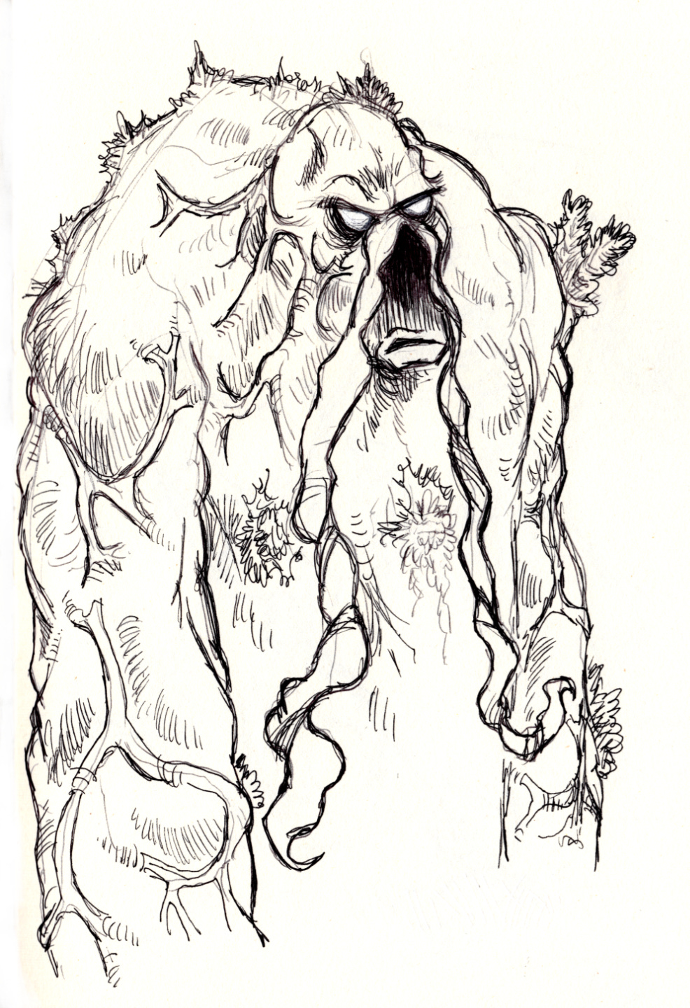 Ballpoint sketch of The Swamp Thing.