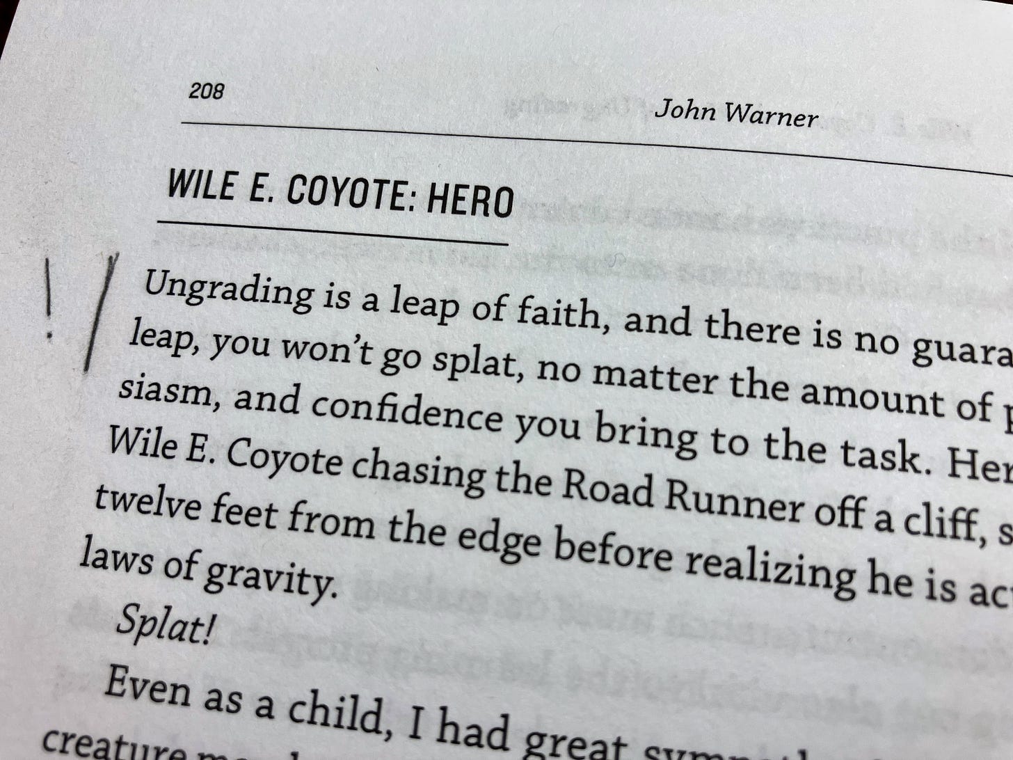 A vertical line and exclamation point written next to the line "Ungrading is a leap of faith."