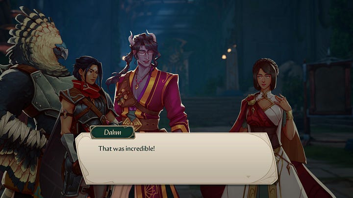 Screenshots from various moments of Eternal Strands gameplay and cutscenes