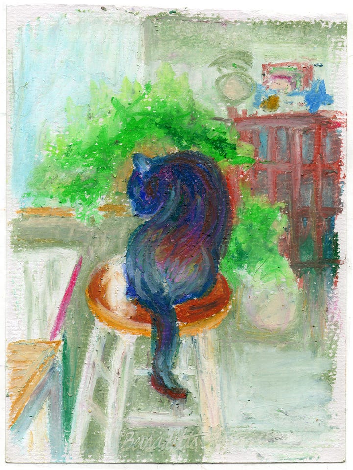 Gallery of "Cats After van Gogh" oil pastel sketches