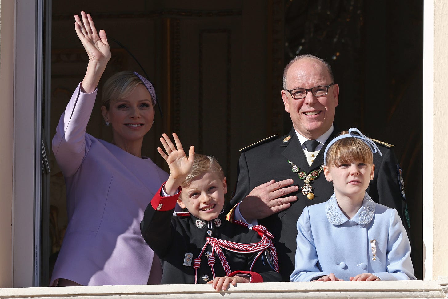 Monaco royals waving