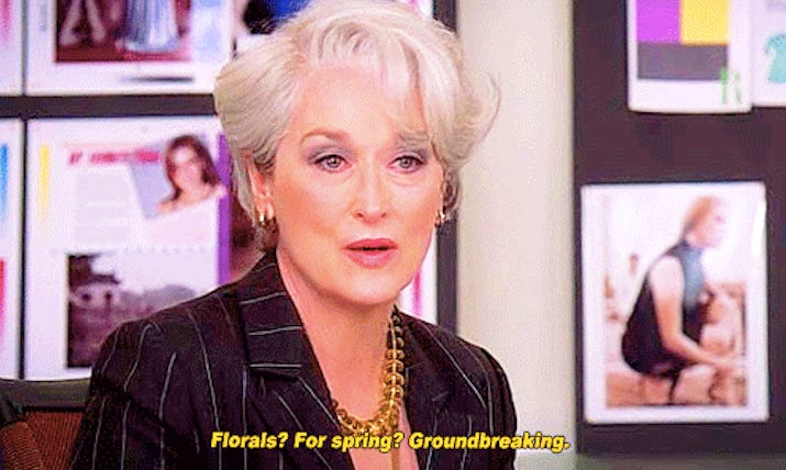Florals for Spring? Groundbreaking.' Yes, it's cliché, but we love a floral  really