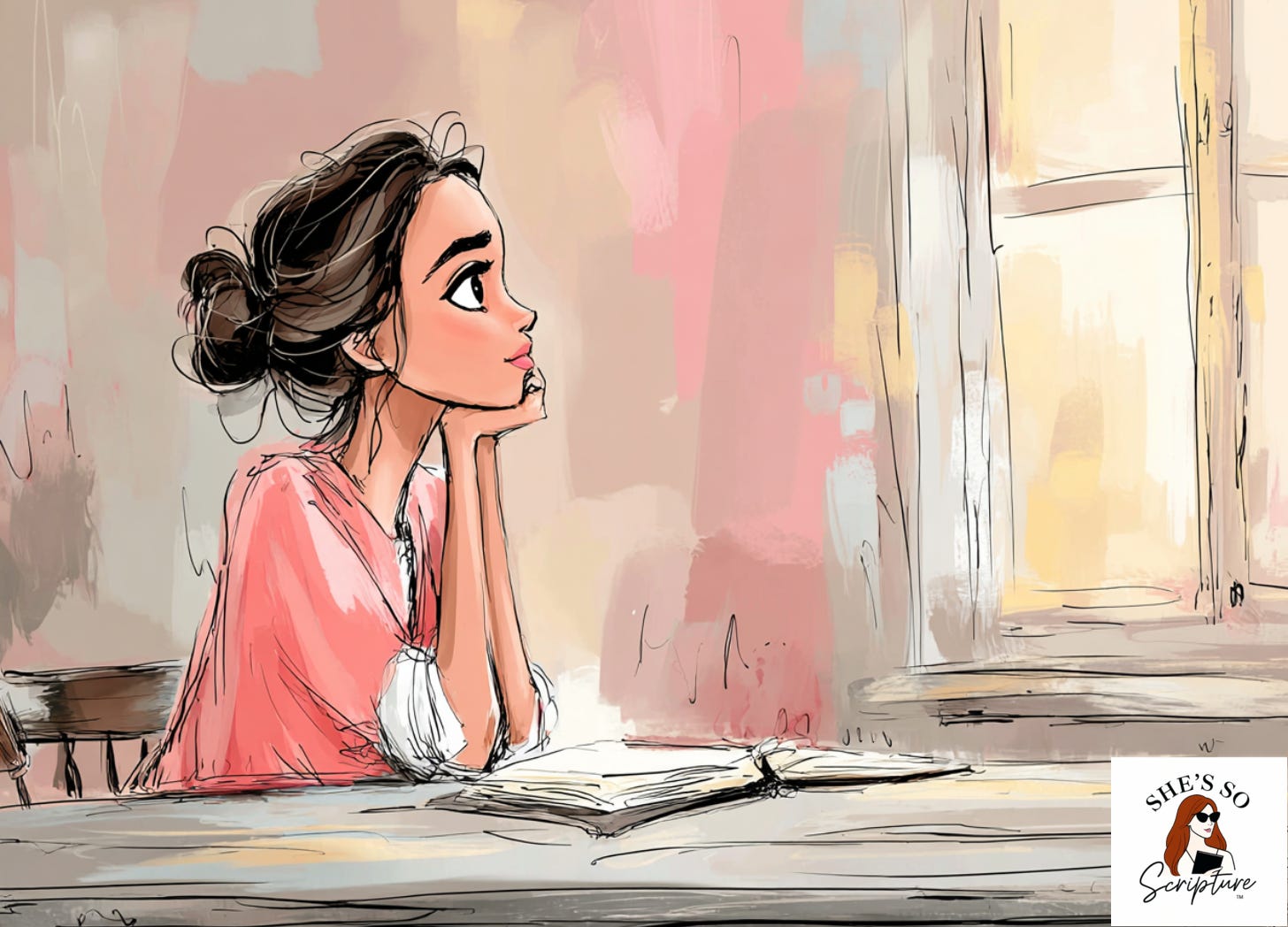 Illustration of a woman journaling in quiet light, symbolizing hitbodidut, inner reflection, and choosing between the yetzer hara and yetzer ha-tov.