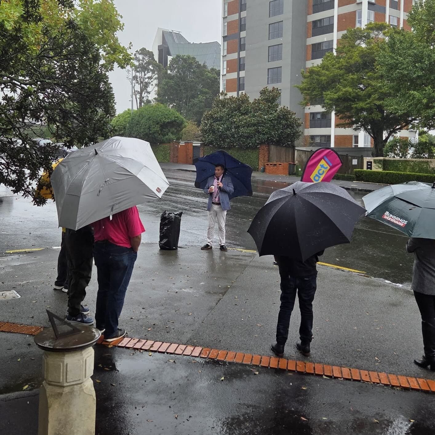 David Seymour with a smattering of supporters. David Seymour with a smattering of supporters.
