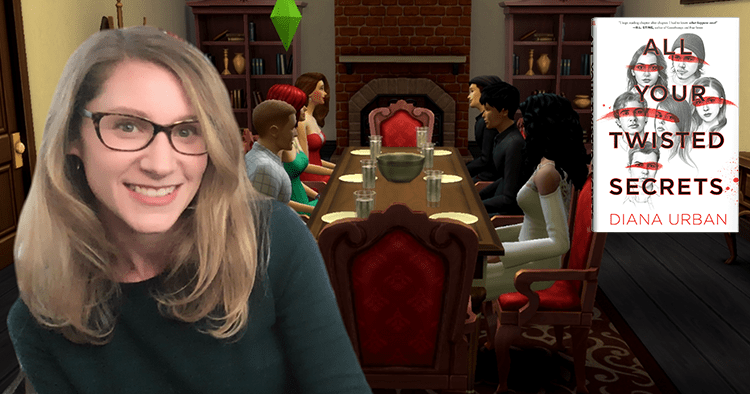 All Your Twisted Secrets as Sims Characters as a Zoom background with Diana Urban from right before launch week