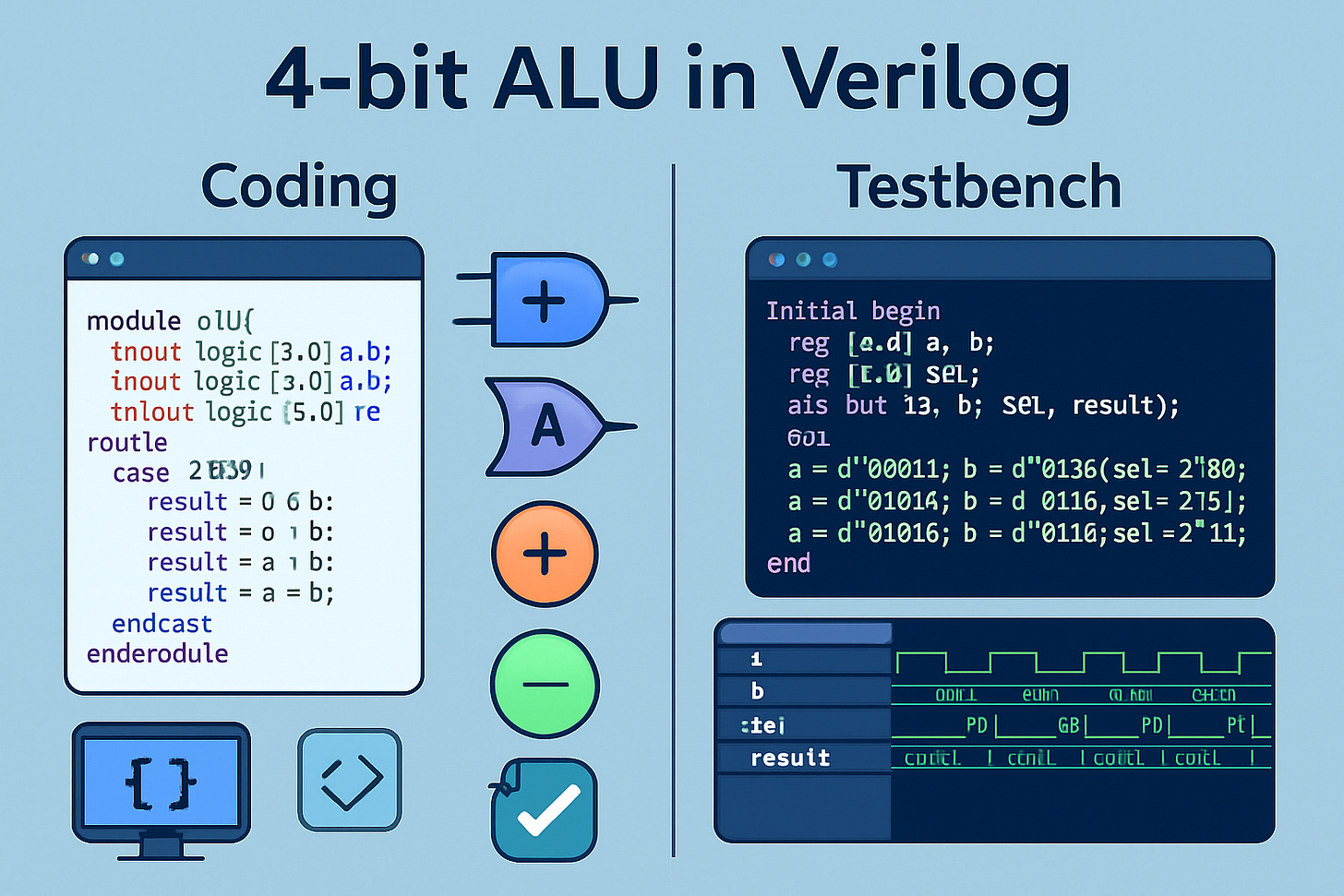 Poster for 4-bit ALU in Verilog with testbench