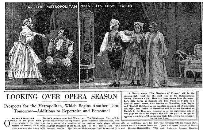 The New York Times preview of the Met’s 1941-42 opera season, taken in the context of wartime politics and German/Italian repertoire. 