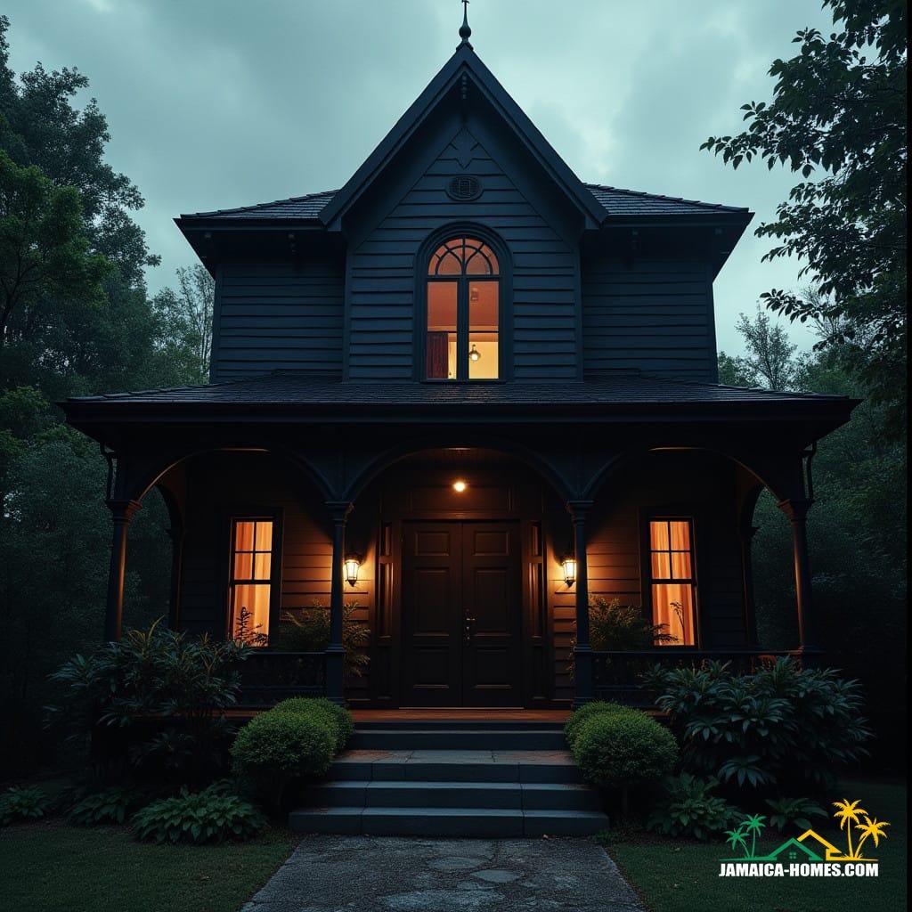 A state-of-the-art gothic kitchen in Jamaica combines the rich, dramatic aesthetic of gothic design with modern culinary technology, tailored to the island's tropical environment.