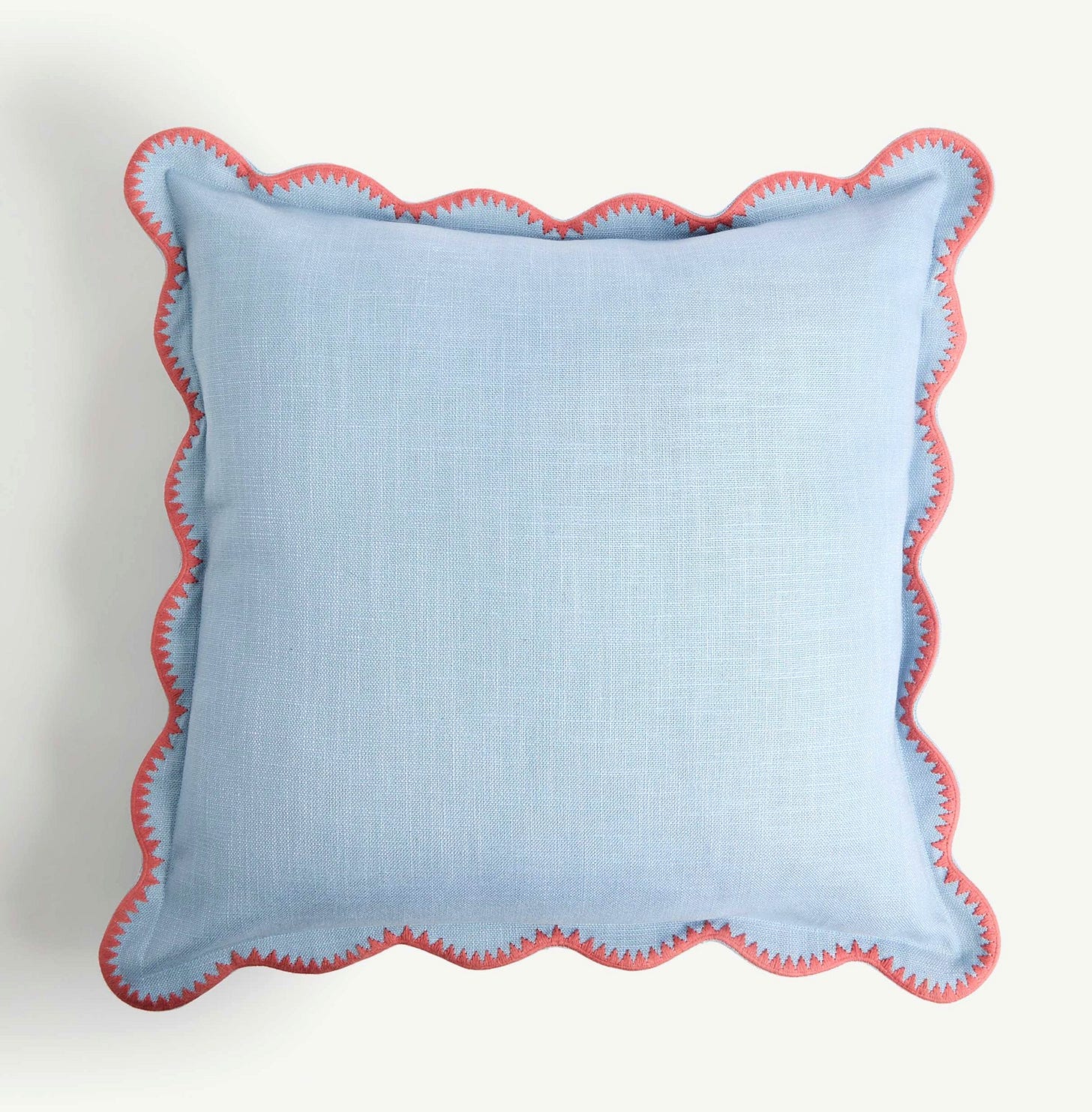 Pure Cotton Large Embroidered Scallop Cushion 1 of 3